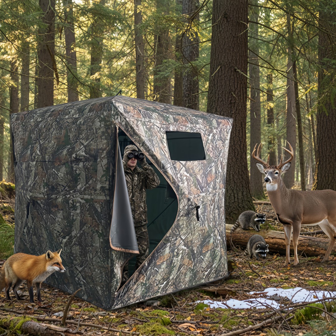 Hunting Outdoors - Tenda Berburu Pop-Up Kamuflase, Mudah Dipasang,